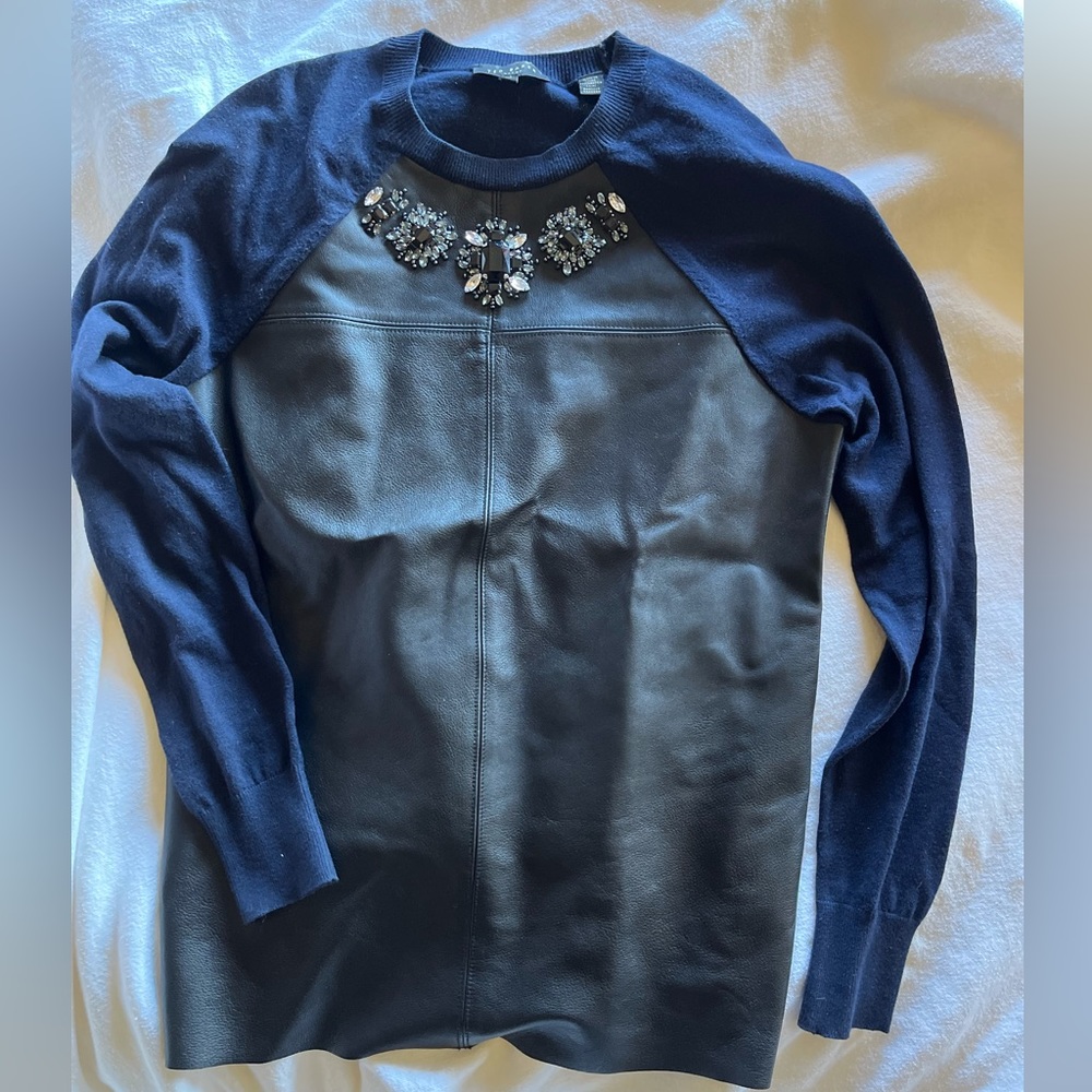 Ted Baker - Embellished Sweater with Leather On the Front